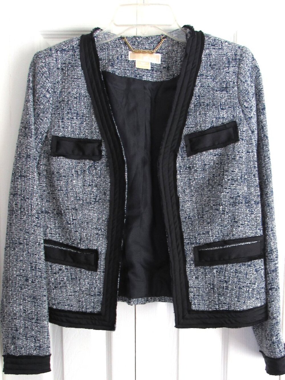 MICHEAL KORS NAVY AND TWEED LOOK JACKET SZ 6 P